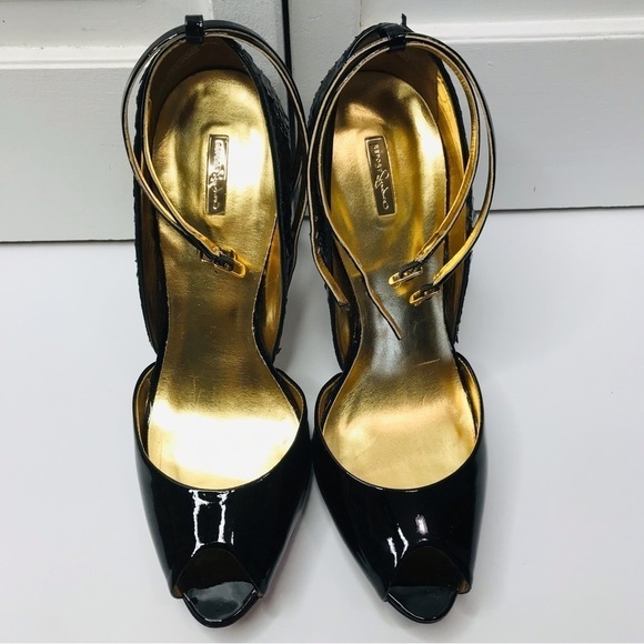 REPORT SIGNATURE Patent Cowhide Peep Toe Pumps Size 9 - Picture 2 of 7